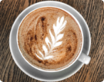 mug of latte / birds eye view
